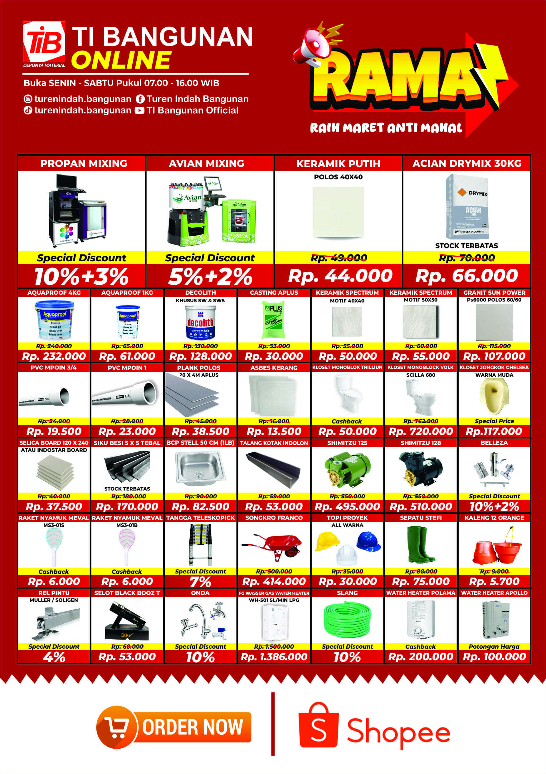 Promo Maret Turen Indah Bangunan