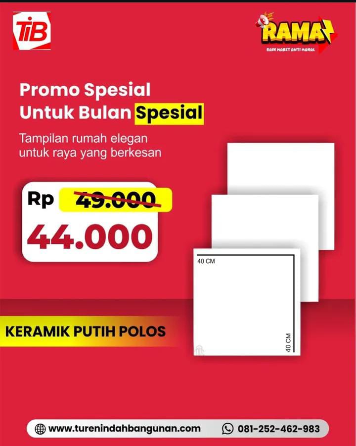 Keramik Putih Polos Lagi Ada Promo Nih!! Cuma 44.000 Aja