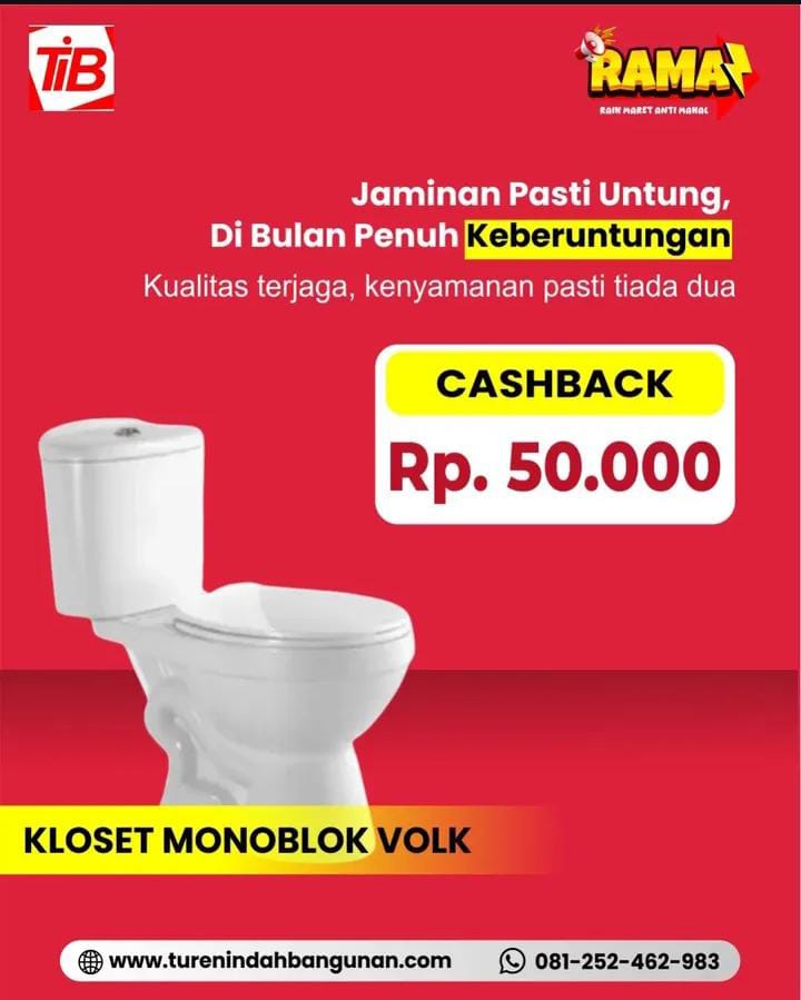 Harga Kloset Monoblok Volk + CashBack 50.000 Promo Bulan Ini